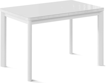Кухонный раскладной стол Токио-1G (ноги металлические белые, cтекло cristal/белый цемент) в Костроме