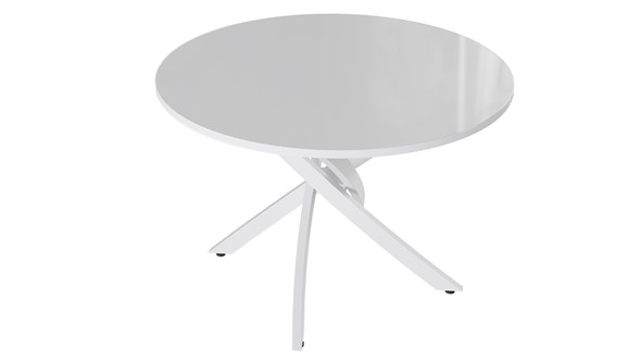 Кухонный обеденный стол Diamond тип 2 (Белый муар/Белый глянец) в Костроме - изображение