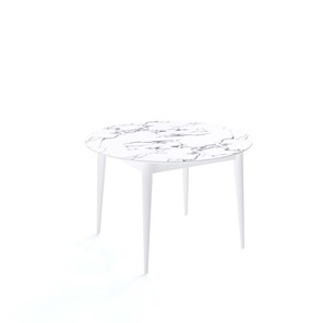 Кухонный круглый стол Kenner W1200 (Белый/Мрамор белый) в Костроме