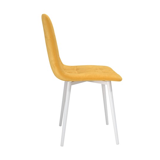 Обеденный стул Белла, велюр тенерифе куркума/Цвет металл белый в Костроме - изображение 2
