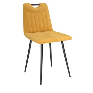 Обеденный стул Брандо, велюр тенерифе куркума/Цвет металл черный в Костроме