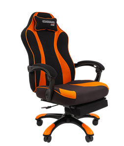 Игровое кресло CHAIRMAN GAME 35 с выдвижной подставкой для ног Ткань черная / Ткань оранжевая в Костроме