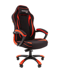Кресло игровое CHAIRMAN GAME 28 Полиэстер комбинированная ткань красный/черный в Костроме