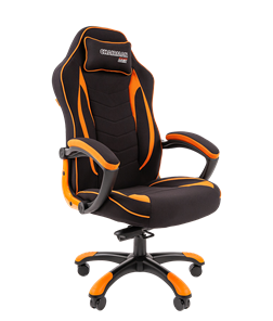 Кресло игровое CHAIRMAN GAME 28 Полиэстер комбинированная ткань оранжевый/черный в Костроме