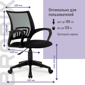 Кресло офисное Brabix Fly MG-396 (с подлокотниками, сетка, черное) 532083 в Костроме - предосмотр 11