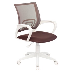 Офисное кресло BRABIX "Fly MG-396W", с подлокотниками, пластик белый, сетка, коричневое, 532398, MG-396W_532398 в Костроме