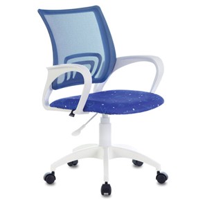 Кресло Brabix Fly MG-396W (с подлокотниками, пластик белый, сетка, темно-синее с рисунком "Space") 532405 в Костроме