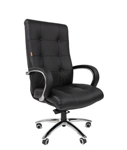 Кресло офисное CHAIRMAN 424 Кожа черная в Костроме