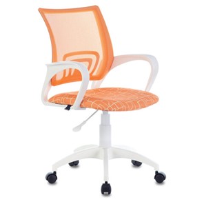 Компьютерное кресло Brabix Fly MG-396W (с подлокотниками, пластик белый, сетка, оранжевое с рисунком "Giraffe") 532402 в Костроме