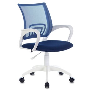 Компьютерное кресло Brabix Fly MG-396W (с подлокотниками, пластик белый, сетка, темно-синее) 532399 в Костроме