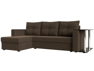 Угловой диван с оттоманкой Атланта Лайт, Коричневый (рогожка) в Костроме