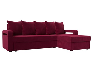 Угловой диван с оттоманкой Гермес Лайт, Бордовый (Микровельвет) в Костроме
