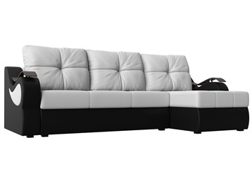 Угловой диван Меркурий, Белый/черный (экокожа) в Костроме
