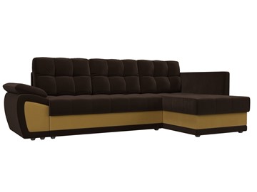 Угловой диван для гостиной Нэстор прайм, Коричневый/Желтый (микровельвет) в Костроме