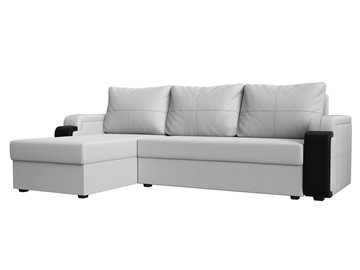 Угловой диван с оттоманкой Николь лайт, Белый/Черный (экокожа) в Костроме