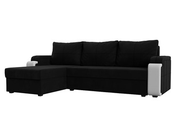 Угловой раскладной диван Николь лайт, Черный/Белый (микровельвет/экокожа) в Костроме