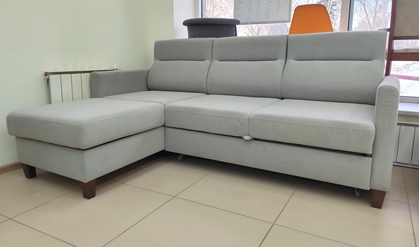 Угловой диван с оттоманкой Марсель Luma 13 серый велюр в Костроме - изображение