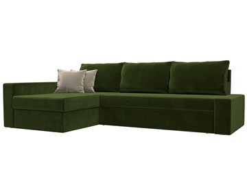 Угловой диван для гостиной Версаль, Зеленый/Бежевый (микровельвет) в Костроме