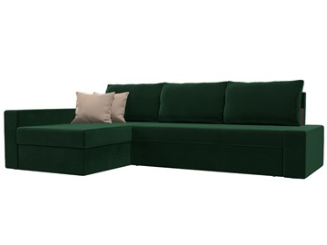 Угловой диван для гостиной Версаль, Зеленый/Бежевый (велюр) в Костроме