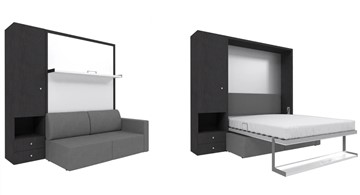Кровать-трансформер Кровать-трансформер Smart (ШЛ+КД 1400), шкаф левый, правый подлокотник в Костроме