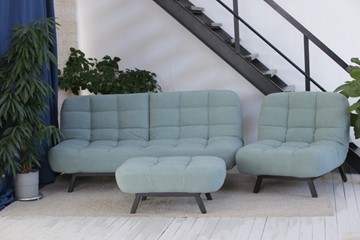 Комплект мебели Абри цвет мята кресло + диван + пуф опора металл в Костроме