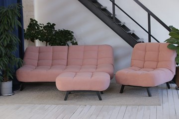Комплект мебели Абри розовый кресло + диван + пуф опора металл в Костроме