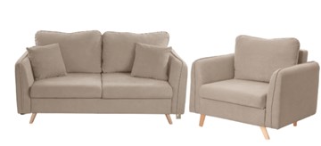Комплект мебели Бертон бежевый диван+ кресло в Костроме