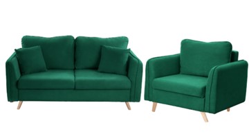 Комплект мебели Бертон изумрудный диван+ кресло в Костроме