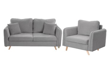Комплект мебели Бертон серый диван+ кресло в Костроме