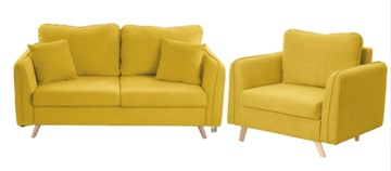 Комплект мебели Бертон желтый диван+ кресло в Костроме