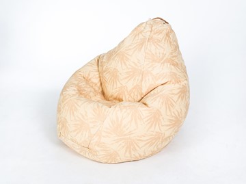 Кресло-мешок Груша малое, жаккард, бежевые листья в Костроме