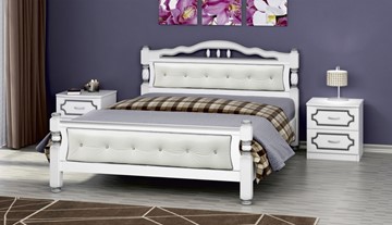 Спальная кровать Карина-11 (Белый Жемчуг, светлая обивка) 140х200 в Костроме
