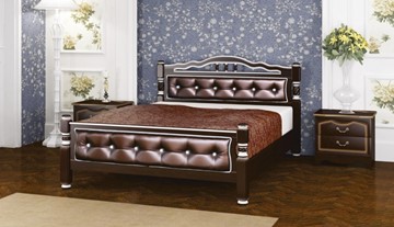 Полуторная кровать Карина-11 (Орех Темный, обивка бриллиант) 140х200 в Костроме