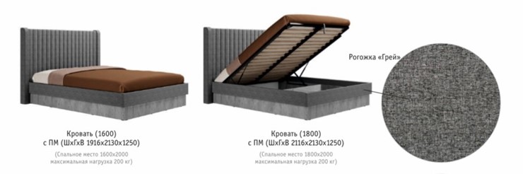 Двуспальная кровать с механизмом Бержер, 1600, Б 2.0.5 в Костроме - изображение 2
