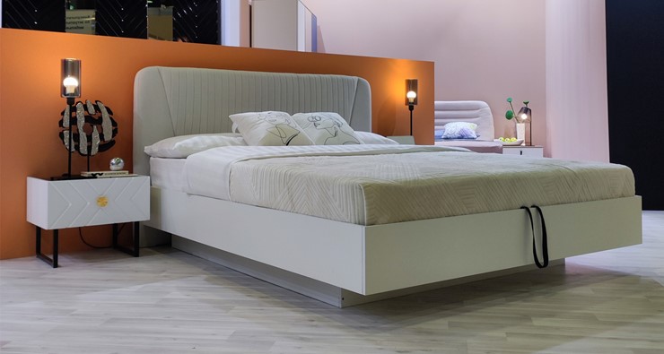 Кровать с подъемным механизмом Марсель-11 (Белый, ткань Catania white) 1400 в Костроме - изображение 4
