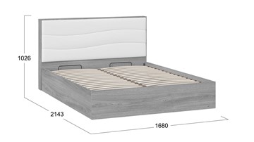 Двуспальная кровать с механизмом Миранда тип 1 (Дуб Гамильтон/Белый глянец) в Костроме - предосмотр 1