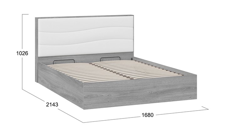 Двуспальная кровать с механизмом Миранда тип 1 (Дуб Гамильтон/Белый глянец) в Костроме - изображение 1