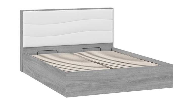 Двуспальная кровать с механизмом Миранда тип 1 (Дуб Гамильтон/Белый глянец) в Костроме - изображение 2