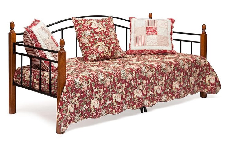Кровать 1-спальная LANDLER дерево гевея/металл, 90*200 см (Day bed), красный дуб/черный в Костроме - изображение 1