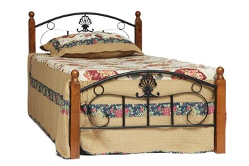 Спальная кровать РУМБА (AT-203)/ RUMBA  дерево гевея/металл, 90*200 см (Single bed), красный дуб/черный в Костроме
