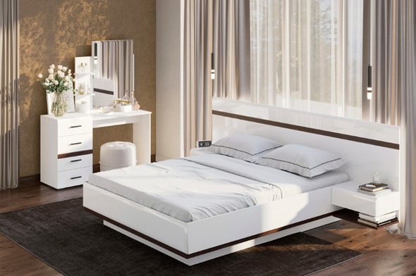 Модульная спальня Соло, белый/белый глянец/венге в Костроме - изображение