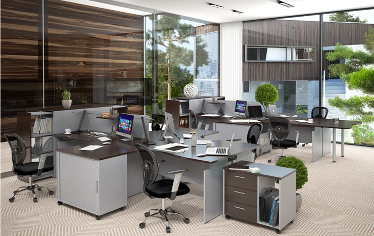Офисный набор мебели OFFIX-NEW для двух сотрудников и руководителя в Костроме - изображение 1