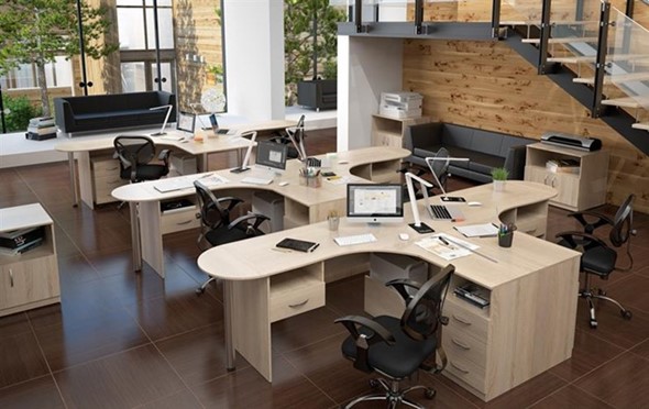 Комплект офисной мебели SIMPLE с эргономичными столами и тумбами в Костроме - изображение