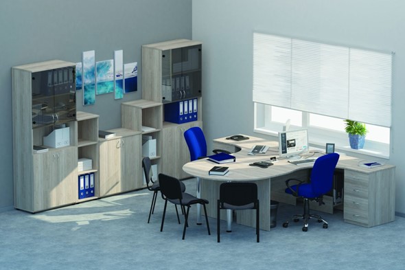 Набор мебели в офис Twin для 2 сотрудников с совмещенными столами в Костроме - изображение