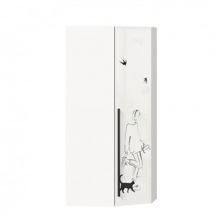 Распашной угловой шкаф Джоли 45 ЛД 535.030, Серый шелк в Костроме - изображение