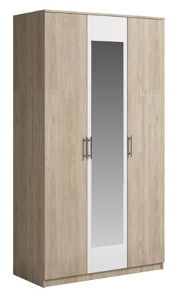 Шкаф 3 двери Светлана, с зеркалом, белый/дуб сонома в Костроме - изображение