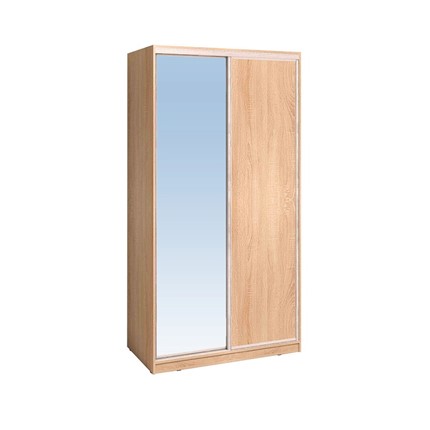 Шкаф 2-х створчатый 1200 Домашний Зеркало/ЛДСП, Дуб Сонома в Костроме - изображение