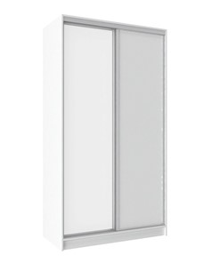 Шкаф 2-х дверный 1200 Домашний Зеркало/ЛДСП, Белый в Костроме
