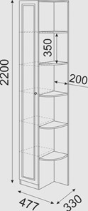 Угловой шкаф-стеллаж Беатрис М13 левый (Орех Гепланкт) в Костроме - предосмотр 3