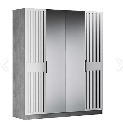 Шкаф 4-дверный Бержер, 2 двери глухие + 2 шт с зеркалом в Костроме - изображение